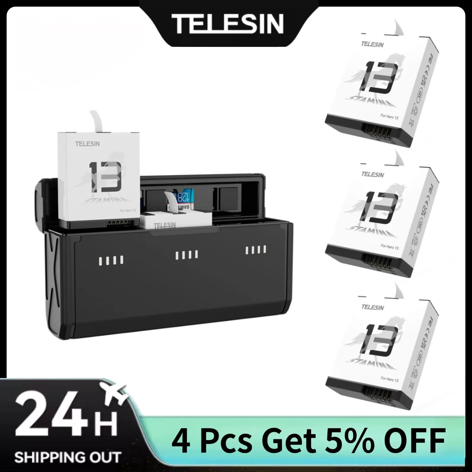 Gopro Action Camera Hero 11 Black - TELESIN 휴대용 고속 충전 박스 및