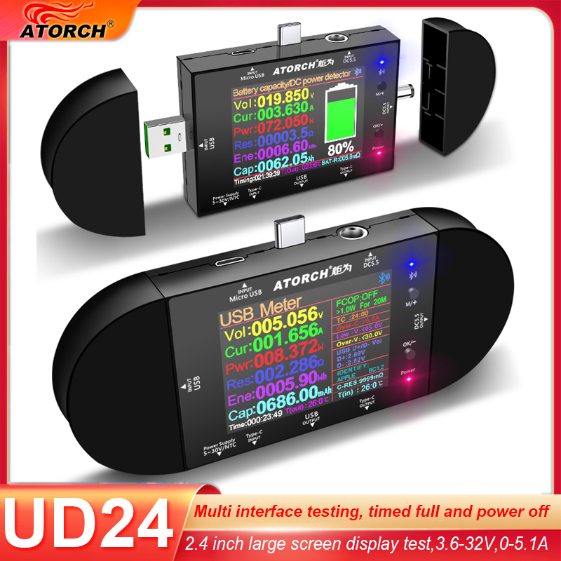 Usb Ammeter Tester - UD24 2.4'인치 USB 테스터 DC5.5 Type-C
