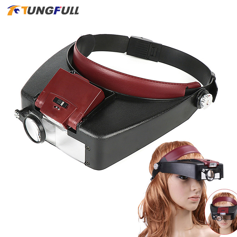 Electronics Repair Glasses - 루페 현미경 LED 조명 10배율 헬멧형