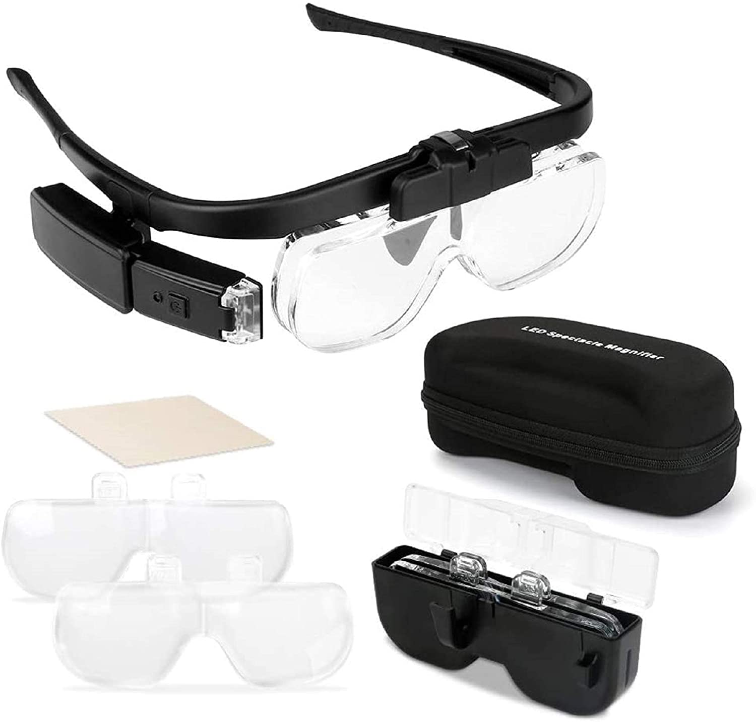 Electronics Repair Glasses - 돋보기 돋보기 1.5X/2X/ 2.5X/3.5X/4X/4.5X USB 보석상