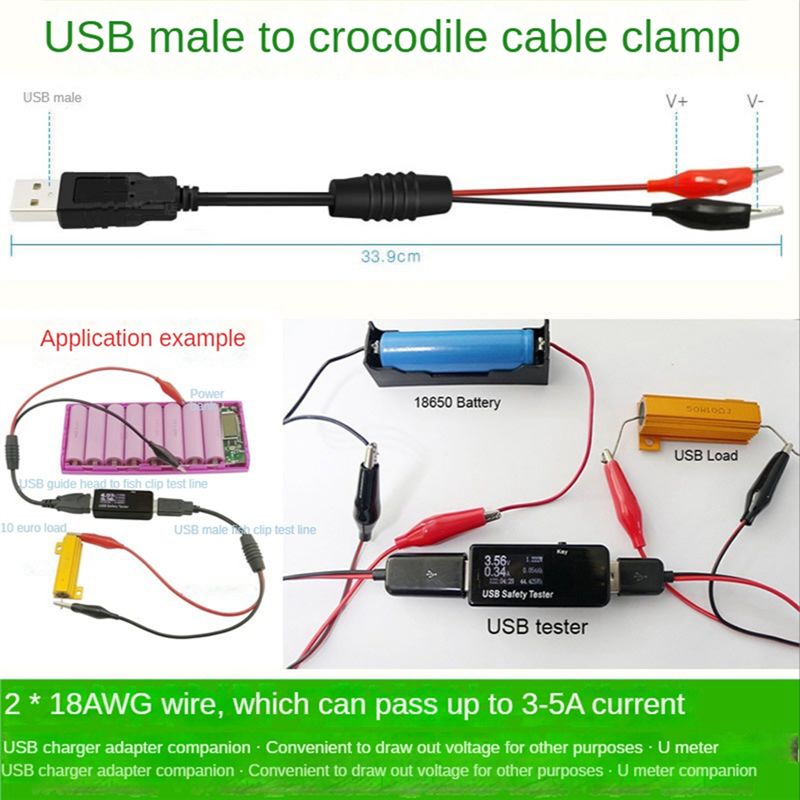A01E-2Pcs USB 악어 클립 악어 와이어 남성/ - Usb Ammeter Tester 리뷰 및 가격
