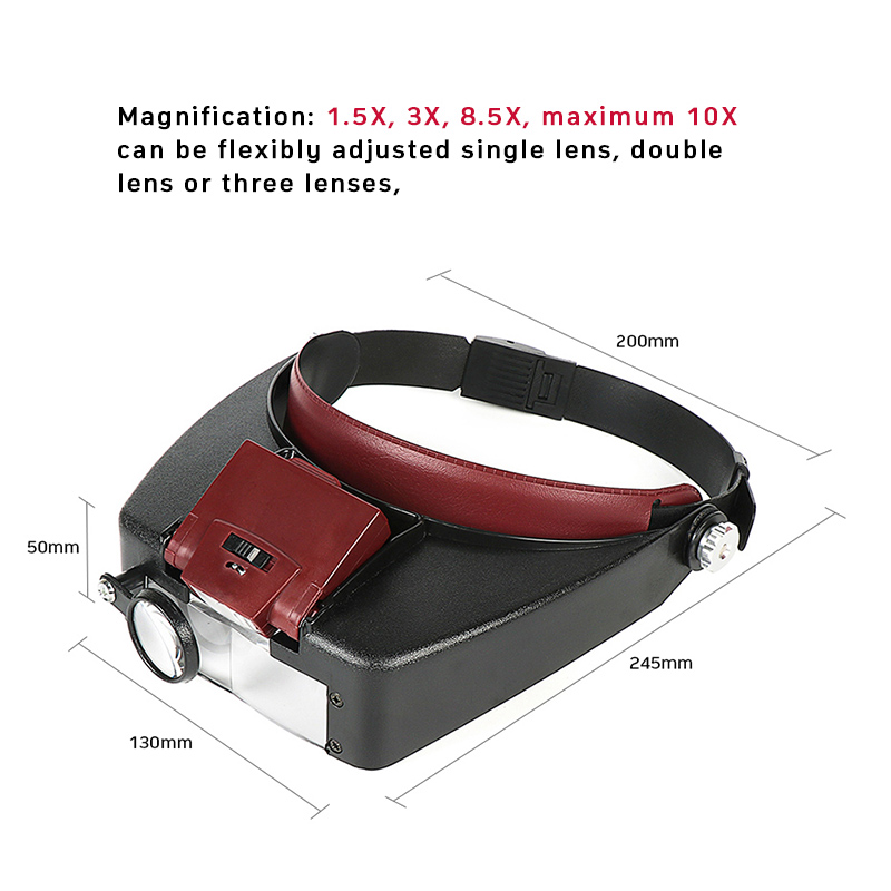 헬멧 스타일 10X 헤드밴드 돋보기 안경, 크기 조절  - Electronics Repair Glasses 리뷰 및 가격