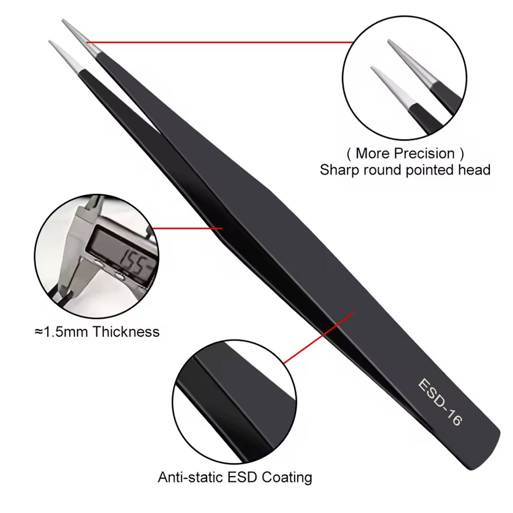 10개/세트 정밀 정전기 방지 곡선 및 직선 핀셋 스테 - Electronics Repair Parts 리뷰 및 가격