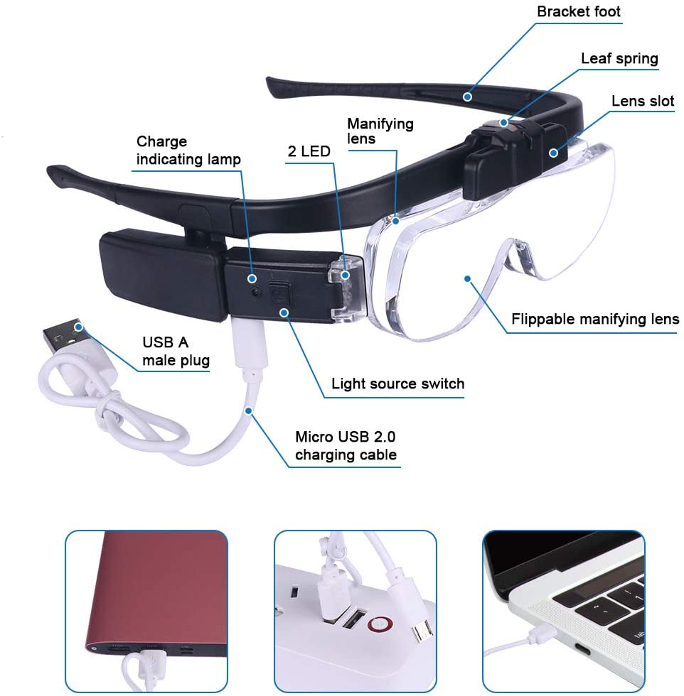 돋보기 돋보기 1.5X/2X/ 2.5X/3.5X/4X/ - Electronics Repair Glasses 리뷰 및 가격