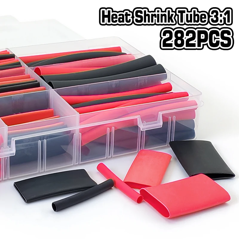 282Pcs 전자 케이블 열 수축 튜브 검정 빨강 폴리 - Electronics Repair Youtube 리뷰 및 가격