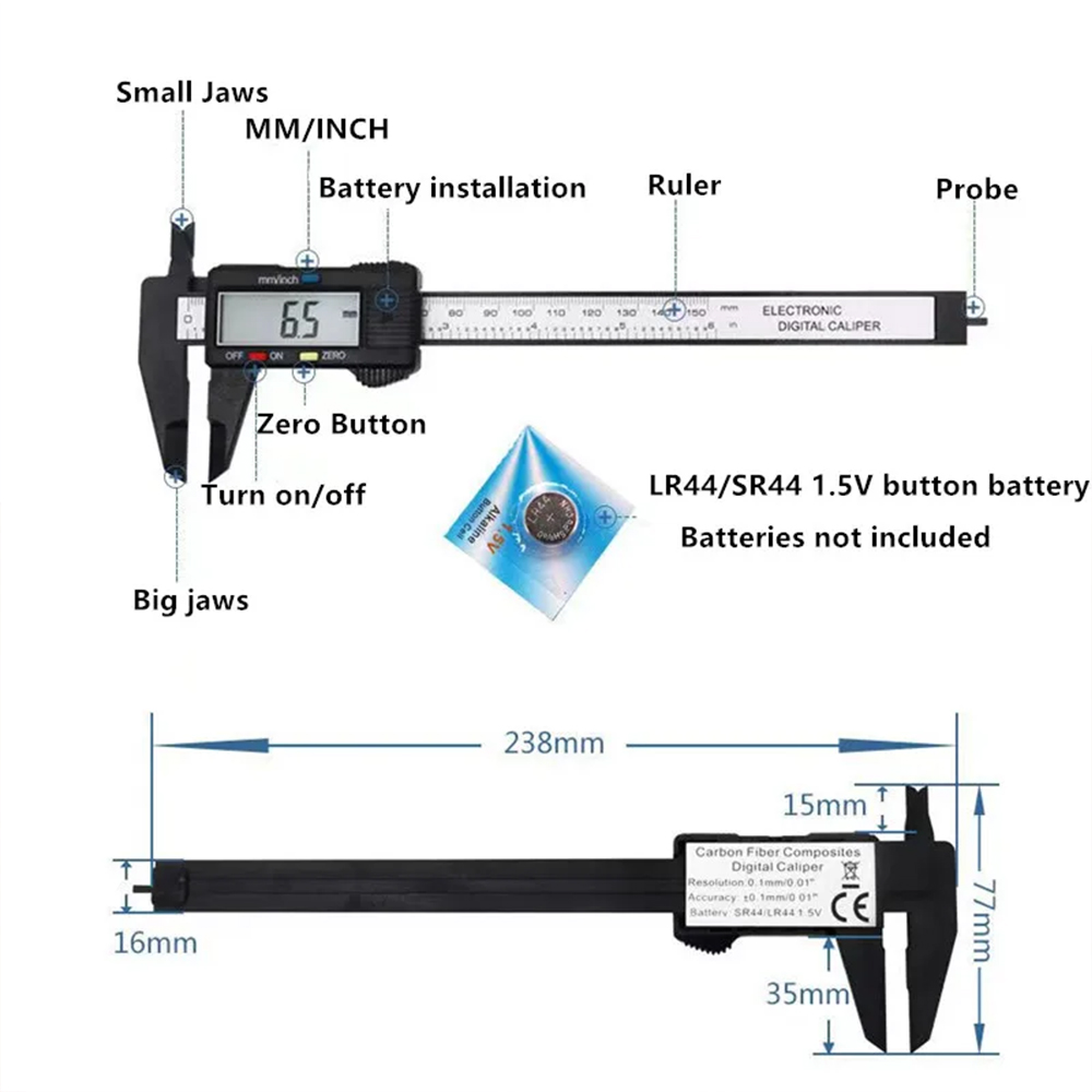 전자 디지털 켈리퍼 탄소 섬유 다이얼 버니어 플레이 켈 - Electronics Repair Parts 리뷰 및 가격