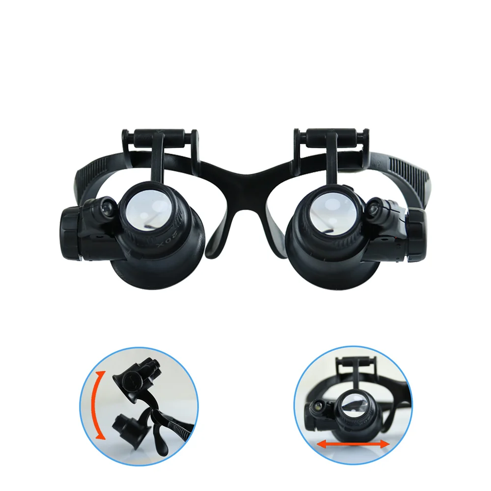 2개의 LED 조명이 있는 헤드밴드 확대경 10X 20 - Electronics Repair Glasses 리뷰 및 가격