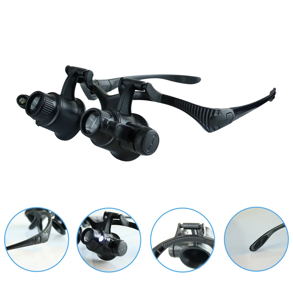 2개의 LED 조명이 있는 헤드밴드 확대경 10X 20 - Electronics Repair Glasses 리뷰 및 가격