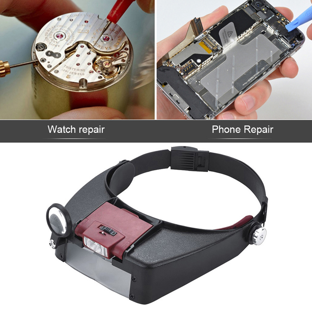 LED 헤드밴드 돋보기 조명 돋보기, 조절 가능한 헤드 - Electronics Repair Glasses 리뷰 및 가격