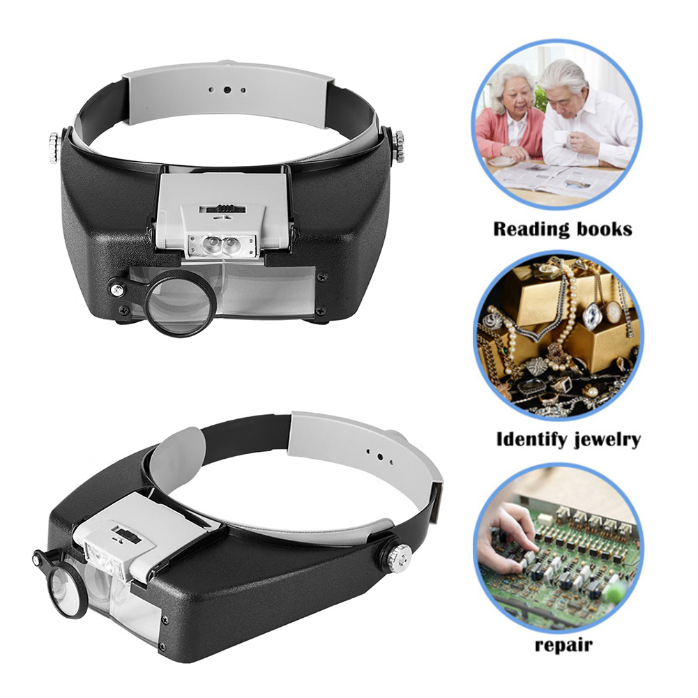 LED 헤드밴드 돋보기 조명 돋보기, 조절 가능한 헤드 - Electronics Repair Glasses 리뷰 및 가격